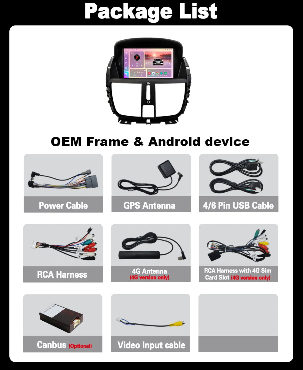 Android 16 7 " Car Radio For Peugeot 207 207CC 2006 - 2015 wireless CarPlay Auto intellige