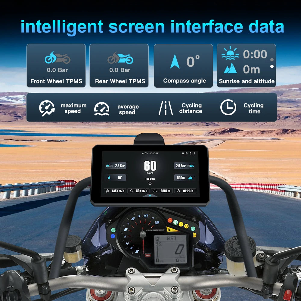 Portable 6 inch Motorcycle GPS Navigation Wireless Carplay Android Auto IP68 Waterproof DV