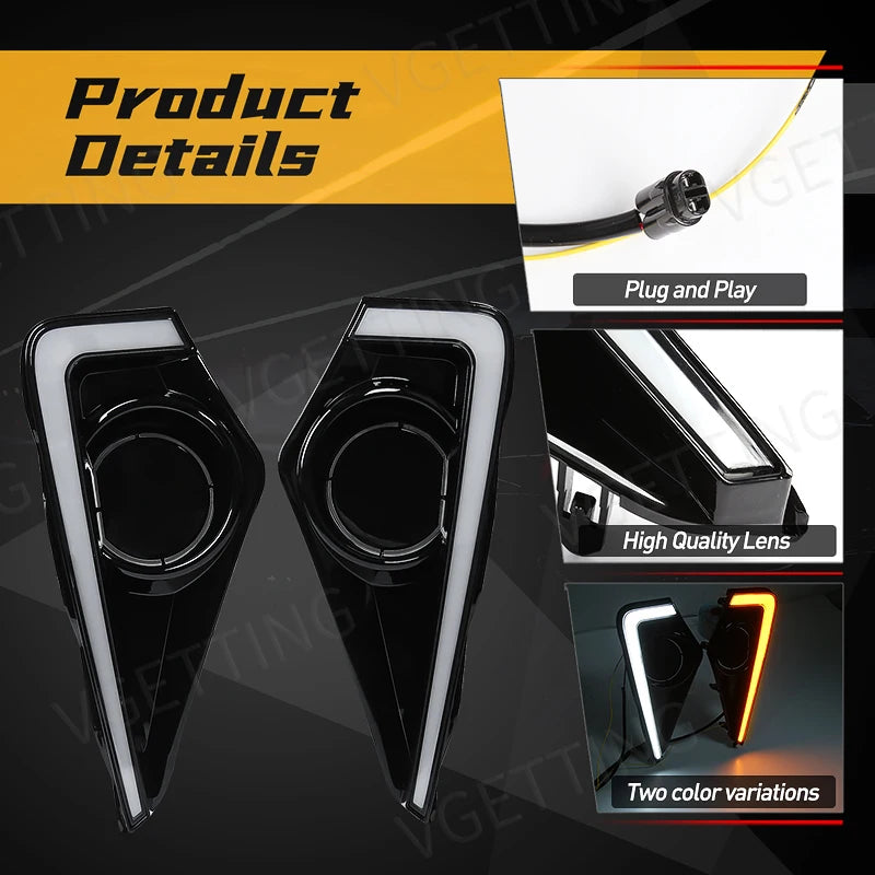 Car LED DRL Daylights For Toyota Veloz 2021 2022 2023 Yellow Turn Signal Daytime Running H | AUTOKITSHOP
