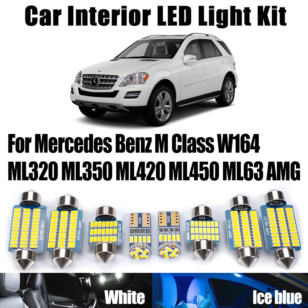 LED Interior Map Dome Light Car Ceiling Bulbs Kit Canbus For Mercedes Benz M Class W164 ML