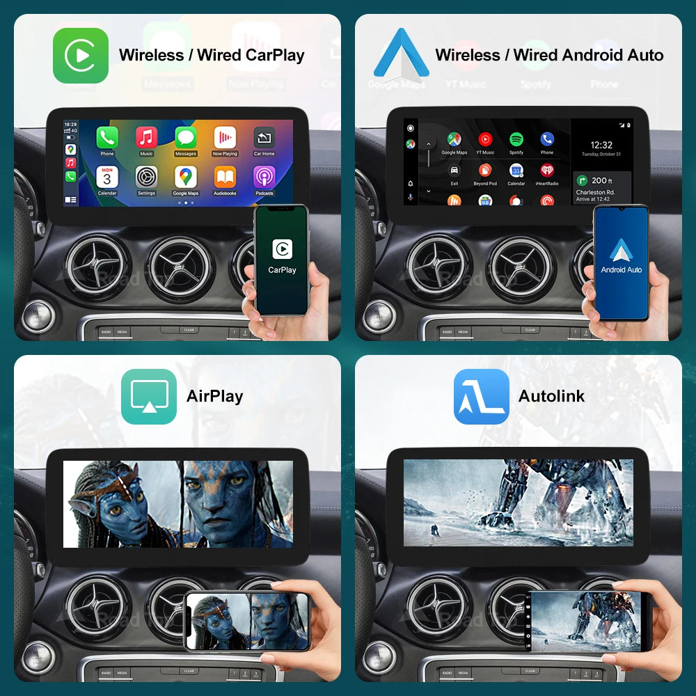 12.3' Wireless CarPlay Android Auto Multimedia Display Screen for Mercedes-Benz A B CLA GL