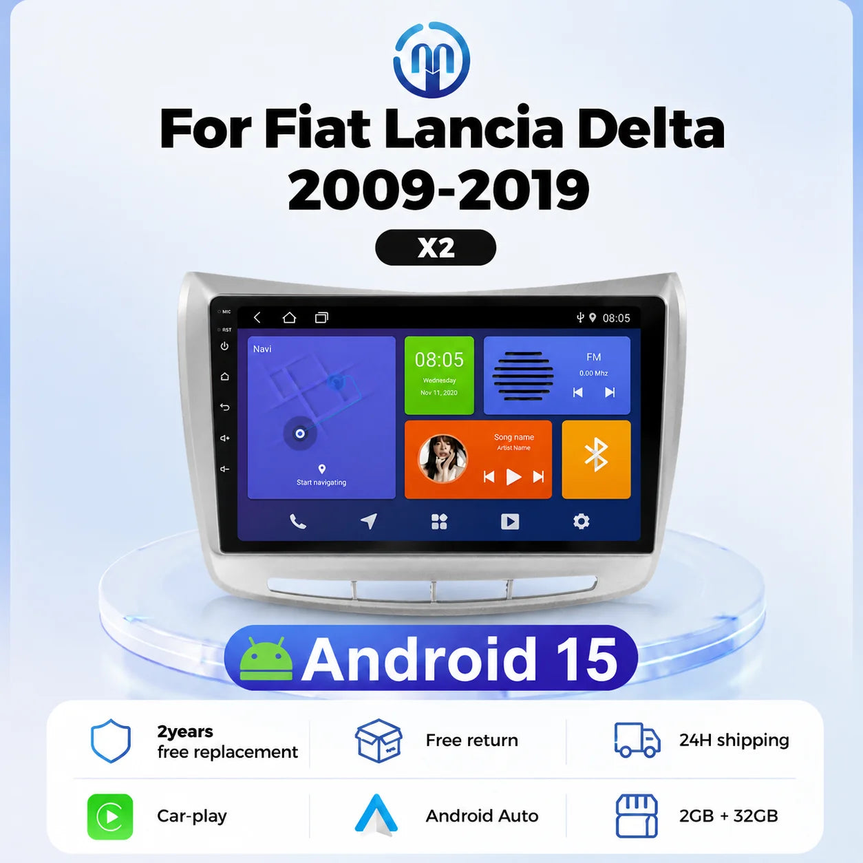 Car Radio Wireless Carplay Android Auto All In One For Lancia Delta 2009-2019 Multimedia V