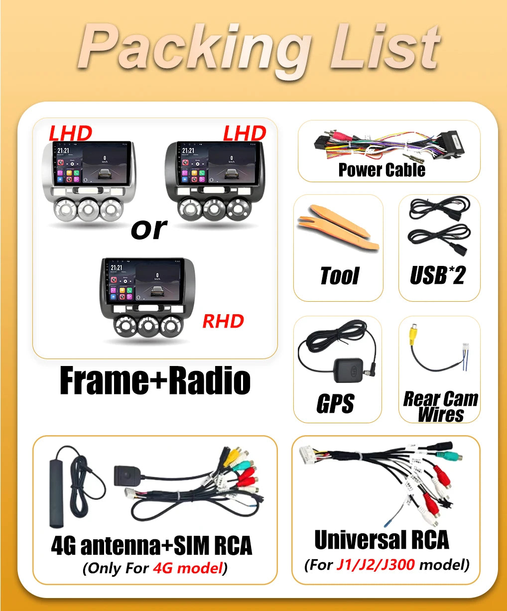 Car Radio Android 16 For Honda Fit Jazz City 2002 2003 2004 2005 2006 2007 Carplay Multime | AUTOKITSHOP