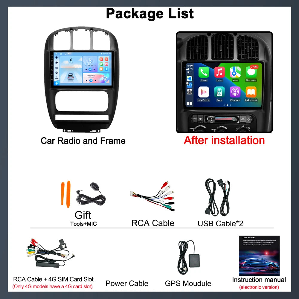 Car Radio For Dodge Caravan 4 For Chrysler Grand Voyager RS 2000-2012 Android Auto Wireles | AUTOKITSHOP