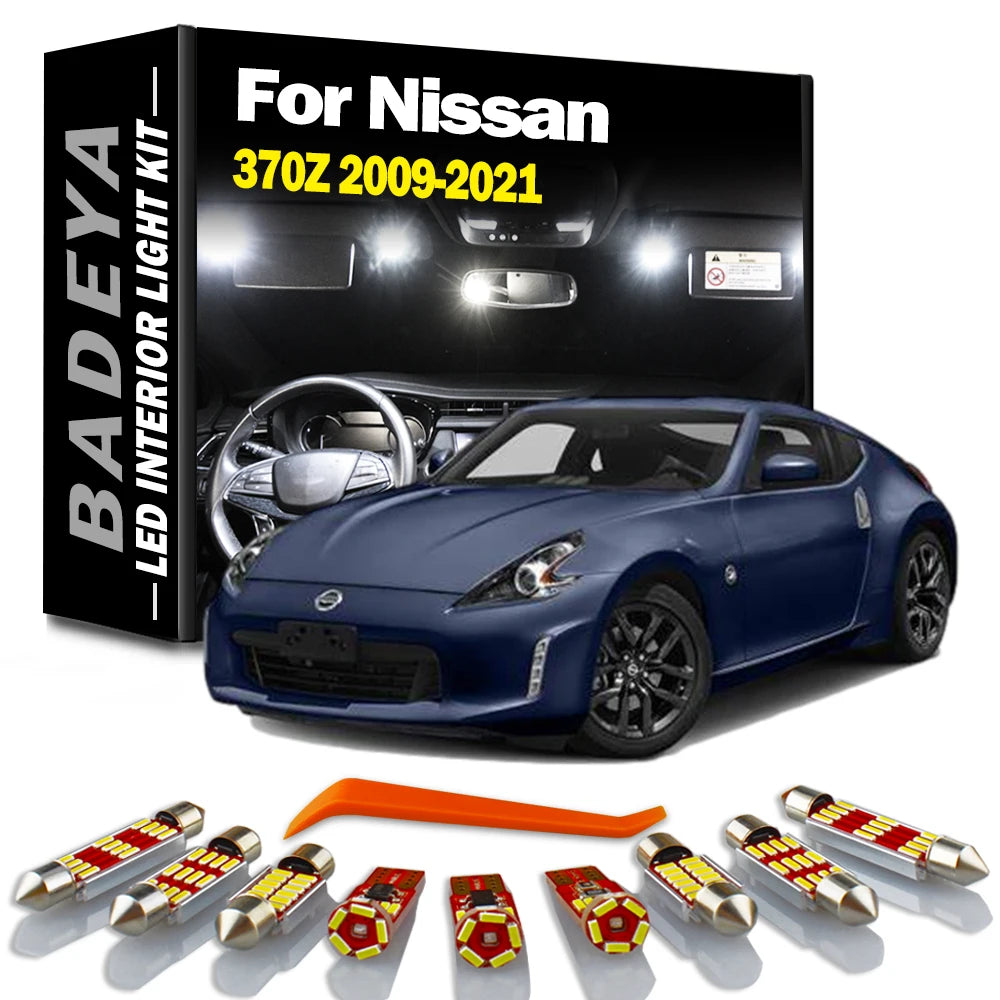 BADEYA 11Pcs LED Interior Map Dome Light Kit Canbus For Nissan 370Z 2009-2016 2017 2018 20