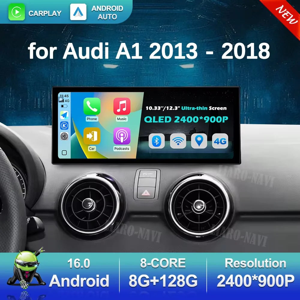 Android 16 for Audi A1 2013 - 2018 GPS Navi Autoradio DSP Stereo Car Video Multimedia Radi
