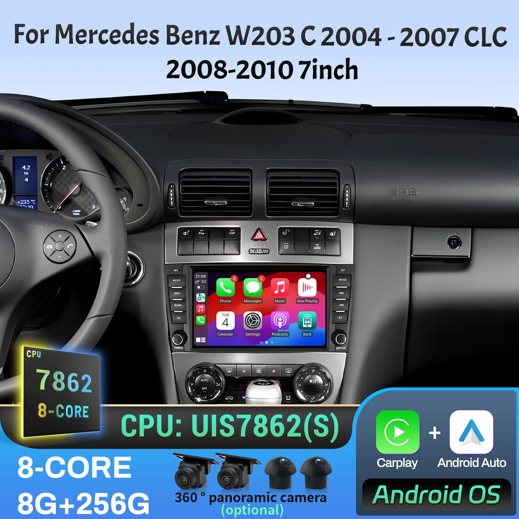 7 inch Car Radio Multimedia GPS For Mercedes Benz W203 C 2004-2007 CLC 2008-2010 CarPlay N