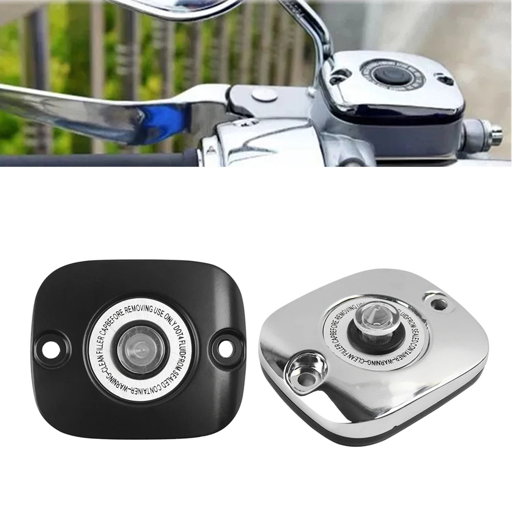 Front Brake Master Cylinder Cover Motorcycle For Harley Touring Road King Street Glide FLHR FLHT - Automotive LED Light