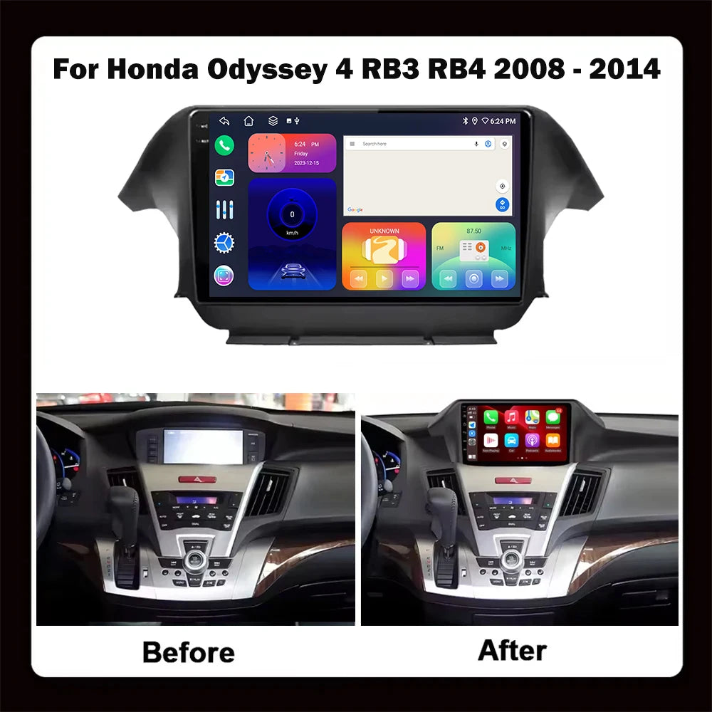 Android 16 For Honda Odyssey 4 RB3 RB4 2008-2014 Car Radio Touch Screen Wireless Carplay C