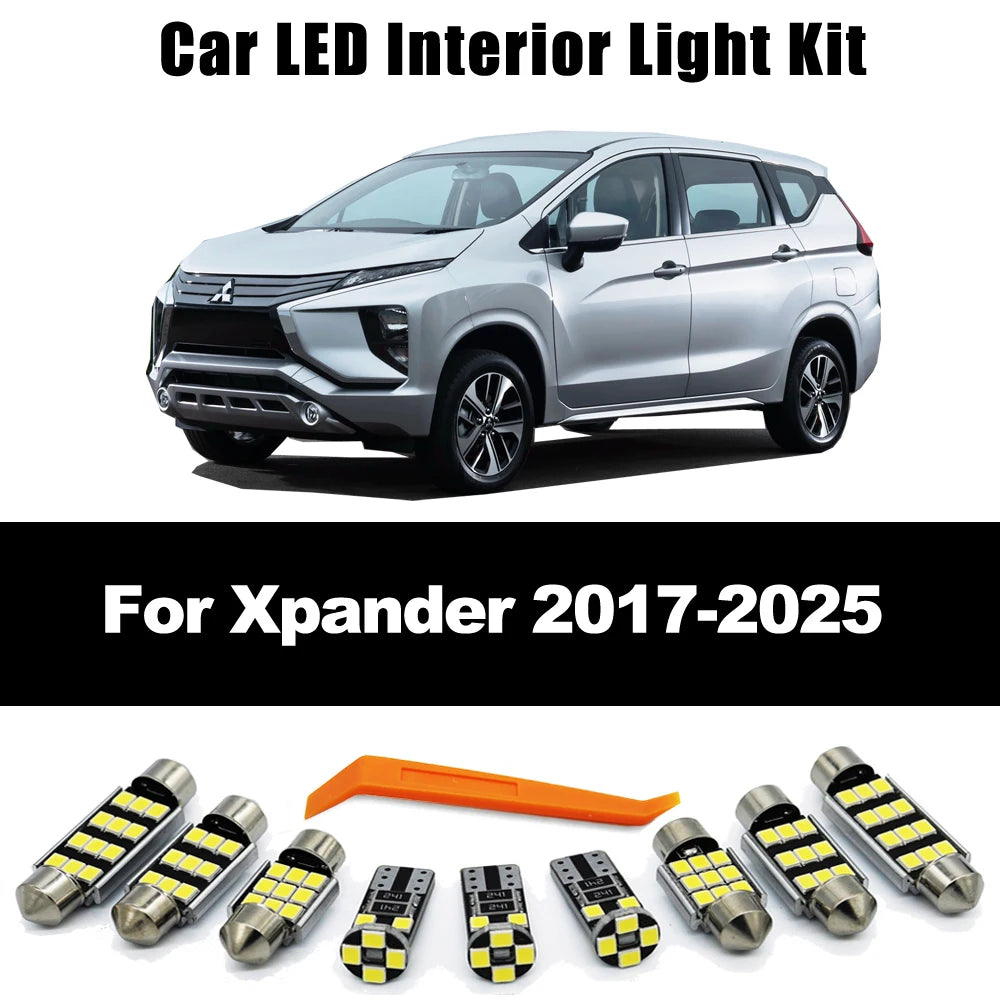 ZITWO 7Pcs Car LED Interior Light Bulb Kit For Mitsubishi Xpander 2017 2018 2019 2020 2021 2022 2023 2024 2025 Plate Trunk Lamp