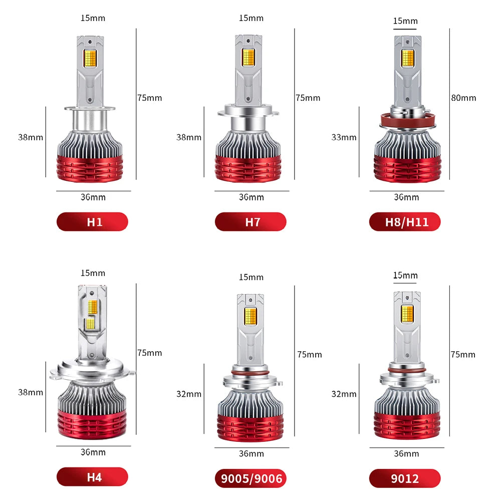 H7 LED Headlight Bluetooth APP Control 12V 3000-6000K Smart LED 48pcs Chip High Power for