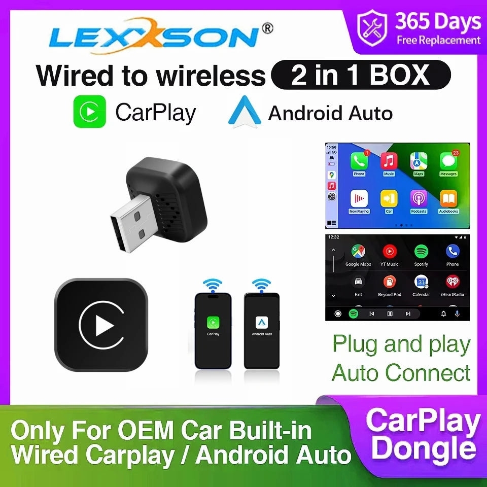 2 in1 Wired to Wireless CarPlay Adapter Plug & Plug Auto Connect Converts for Wired Cars C | AUTOKITSHOP