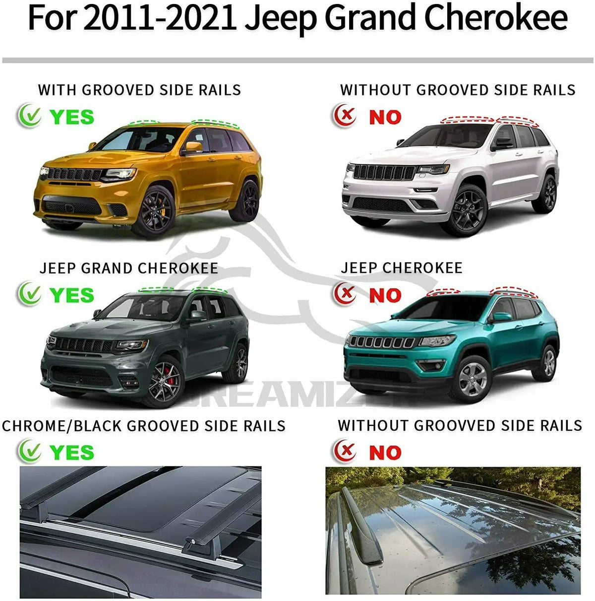 Roof Rails For Cars Crossbars Roof Racks Luggage Racks Replacement For Jeep Gran for Jeep 2011-2021 - Automotive LED Lig