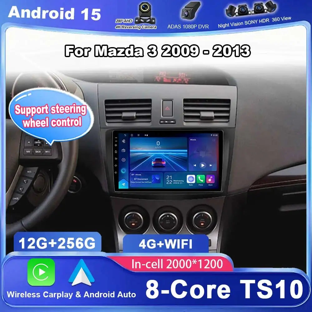 Car Radio for Mazda 3 2009 2010 2011 2012 2013 Android 15 Auto Multimedia Player 4G GPS Na