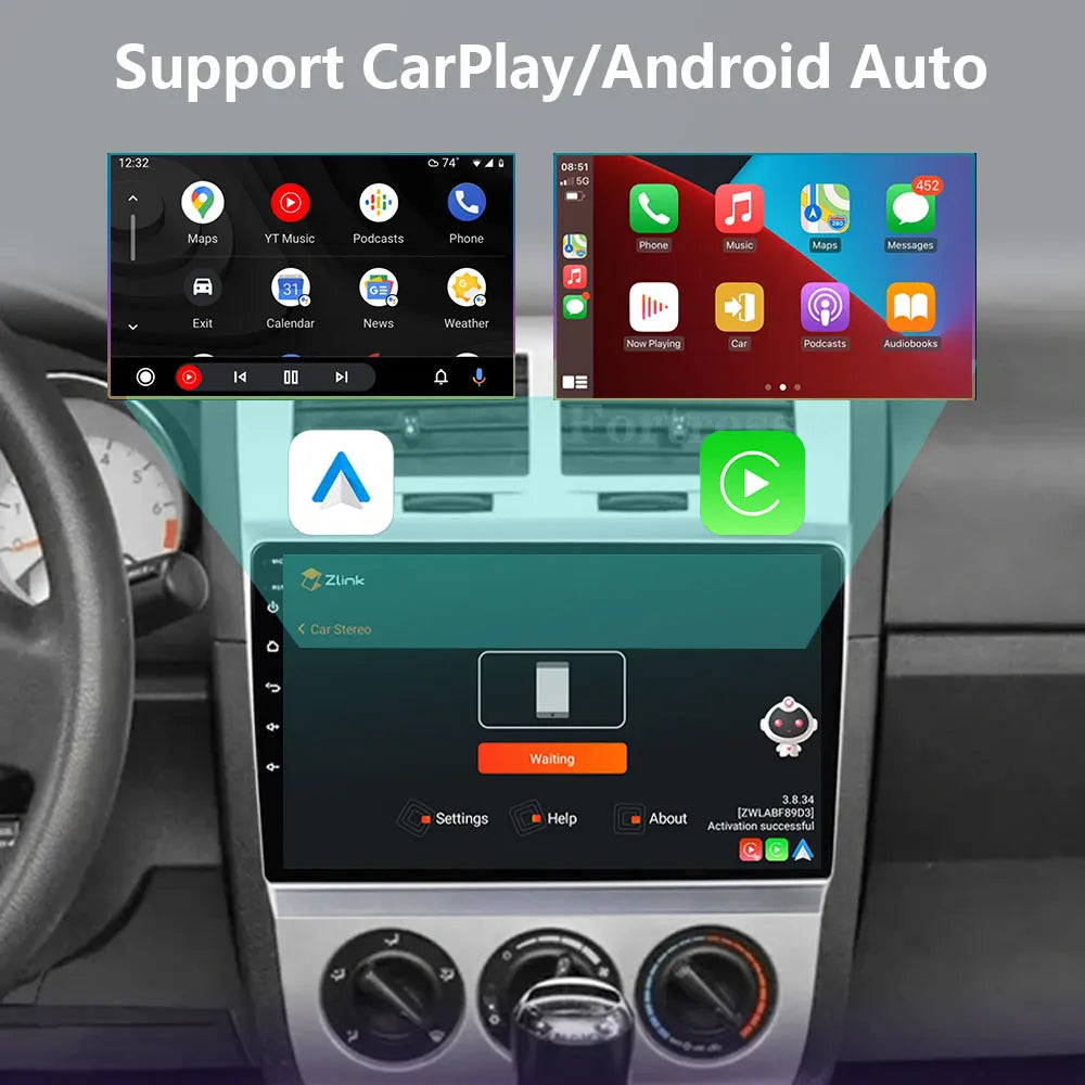 Android 16 For Dodge Caliber 2007- 2012 2K QLED Android Car Radio Multimedia Video Player