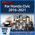 KINGSOFE 2/6Pcs LED Headlight High Low Beam Fog Lamp 9005 H11 H8 6000K Fit For Honda Civic