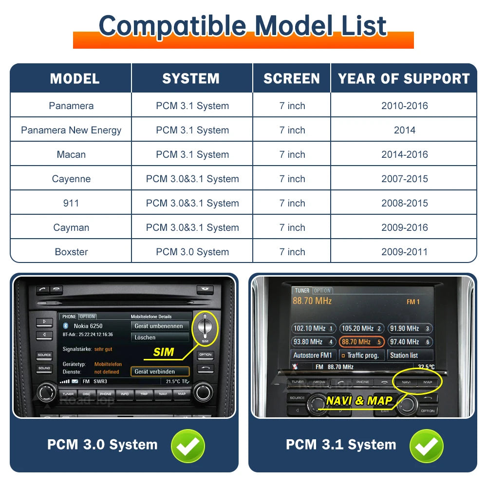 CN RoadTop Wireless CarPlay for Porsche PCM3.0 3.1 2008-2015 Cayenne 911/918 Boxster 718 M | AUTOKITSHOP