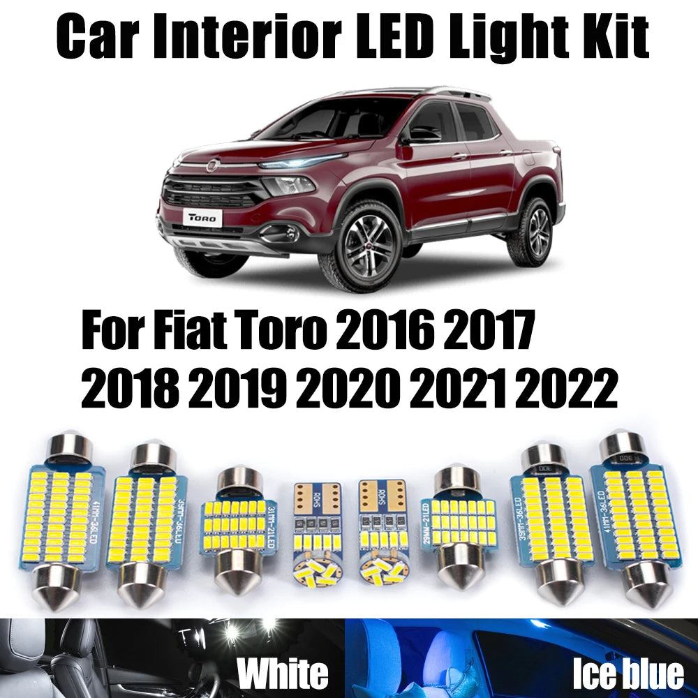 12-Piece LED Interior Light Kit for Fiat Toro 2016-2020 - Canbus Dome Map Door Trunk Bulbs | AUTOKITSHOP