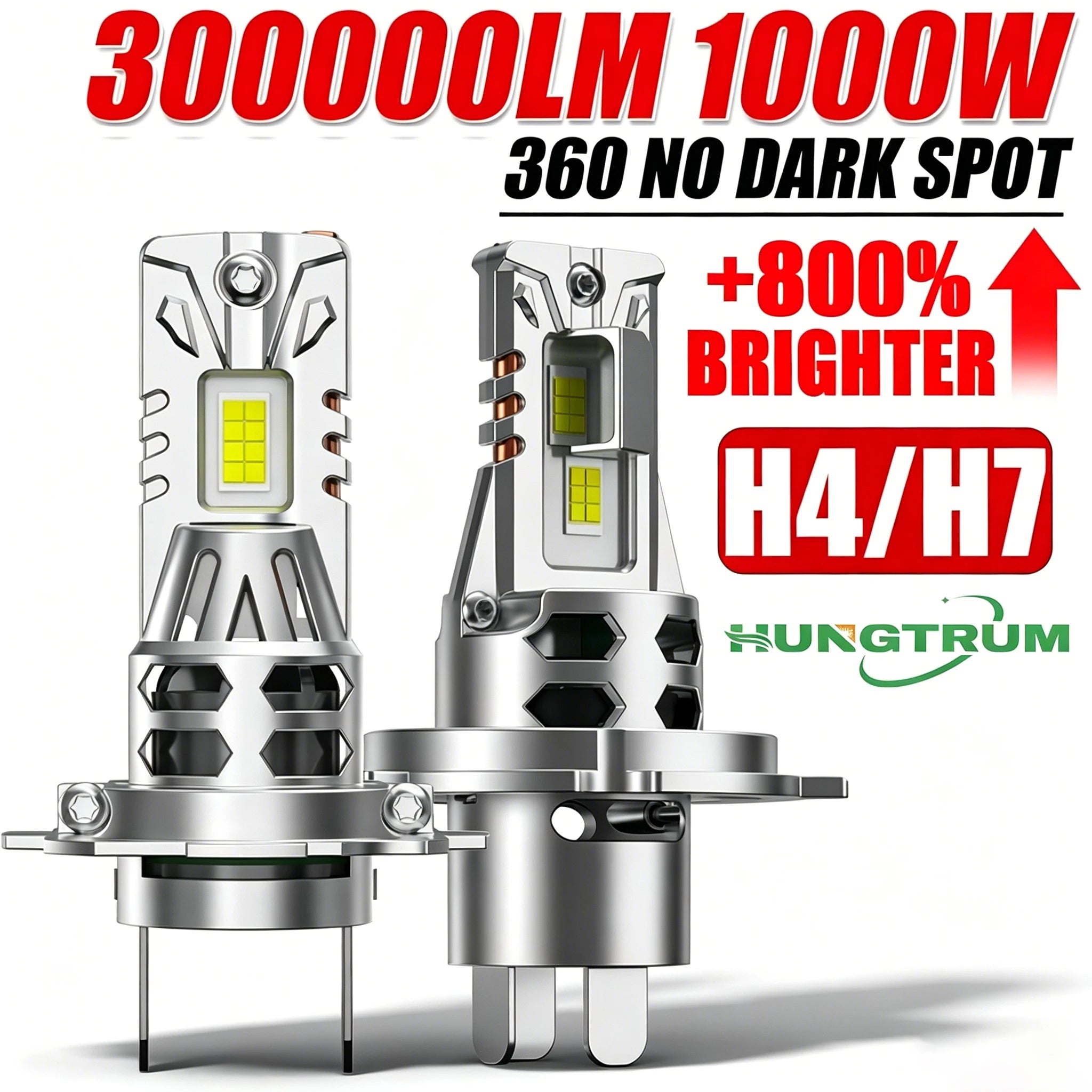 H7 H4 LED Canbus Headlight Bulb 1000W Ultra Powerful Spotlight Motorcycle Lamp Ampoule LED