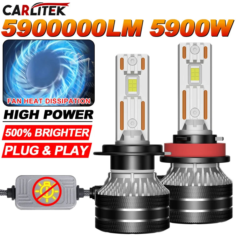 5900000LM K5C H7 LED Headlights CANBUS 6000K H1 H4 H11 9012 HIR2 H8 H9 9005 9006 HB3 HB4 9