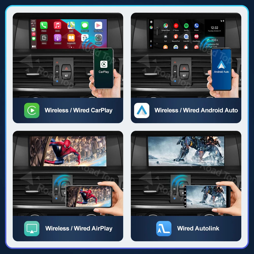 Road Top Wireless CarPlay Android Auto Interface for BMW X3 F25 X4 F26 2011-2016, with Mir | AUTOKITSHOP