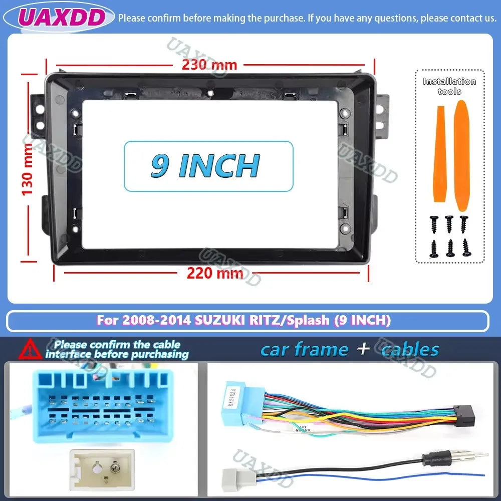 9 Inch Car Radio Fascia Frame Adapter For SUZUKI Splash Ritz OPEL Agila 2008-2014 Stereo C