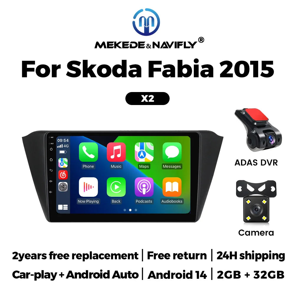 Android 2 DIN Car Radio Stereo for Skoda Fabia 3 III 2015 2016 2017 2018 2019 Carplay Auto | AUTOKITSHOP