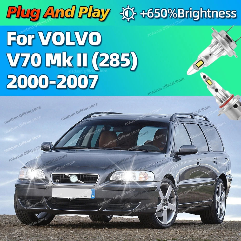2/4Pcs Canbus Car Headlight Auto LED Lamp 6000K 160W High Power For VOLVO V70 Mk II 285 20