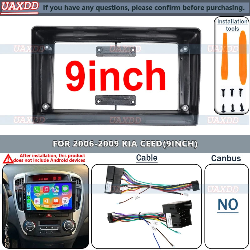 9 Inch Car Frame Fascia Adapter CD Android Radio Fitting Panel Kit For 2006-2009 Kia Ceed