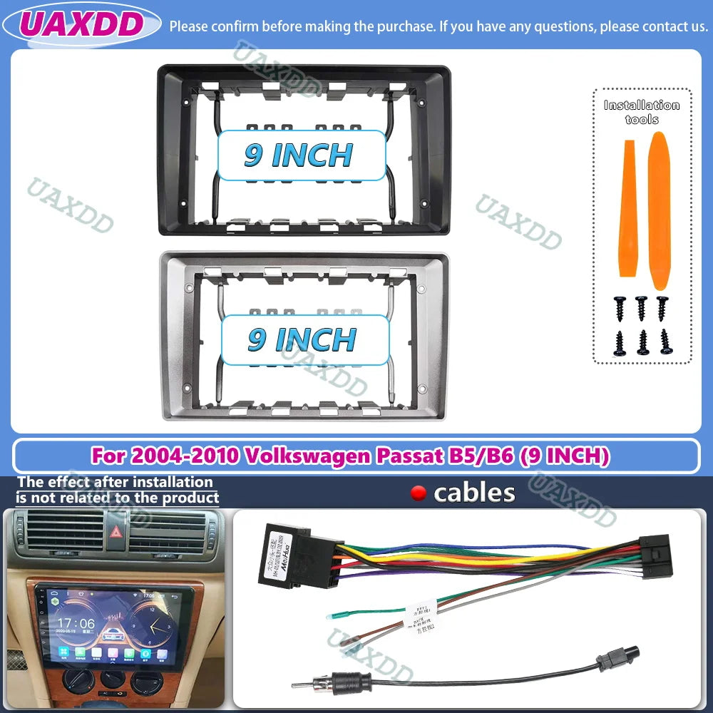 9 Inch Car Frame Fascia Adapter Android Radio Dash Fitting Panel Kit For VOLKSWAGEN PASSAT