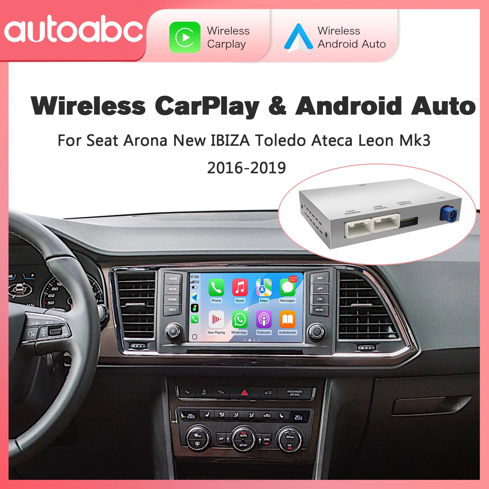 AUTOABC Wireless carplay Android Auto For Golf7 Arona IBIZA Toledo Ateca Seat Leon Mk3 201 | AUTOKITSHOP