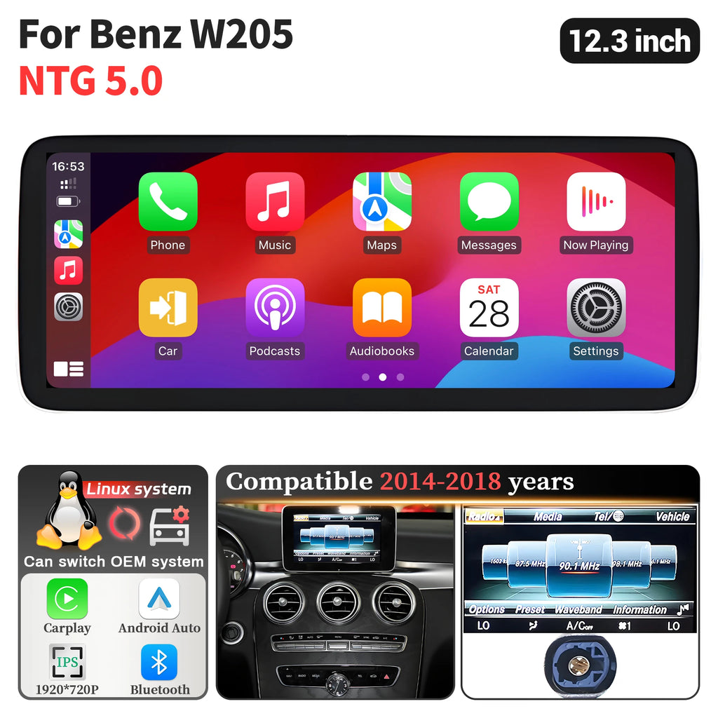 Linux Multimedia Screen GPS For Mercedes Benz C Class W205 2014-2016 20217 2018 Car Radio