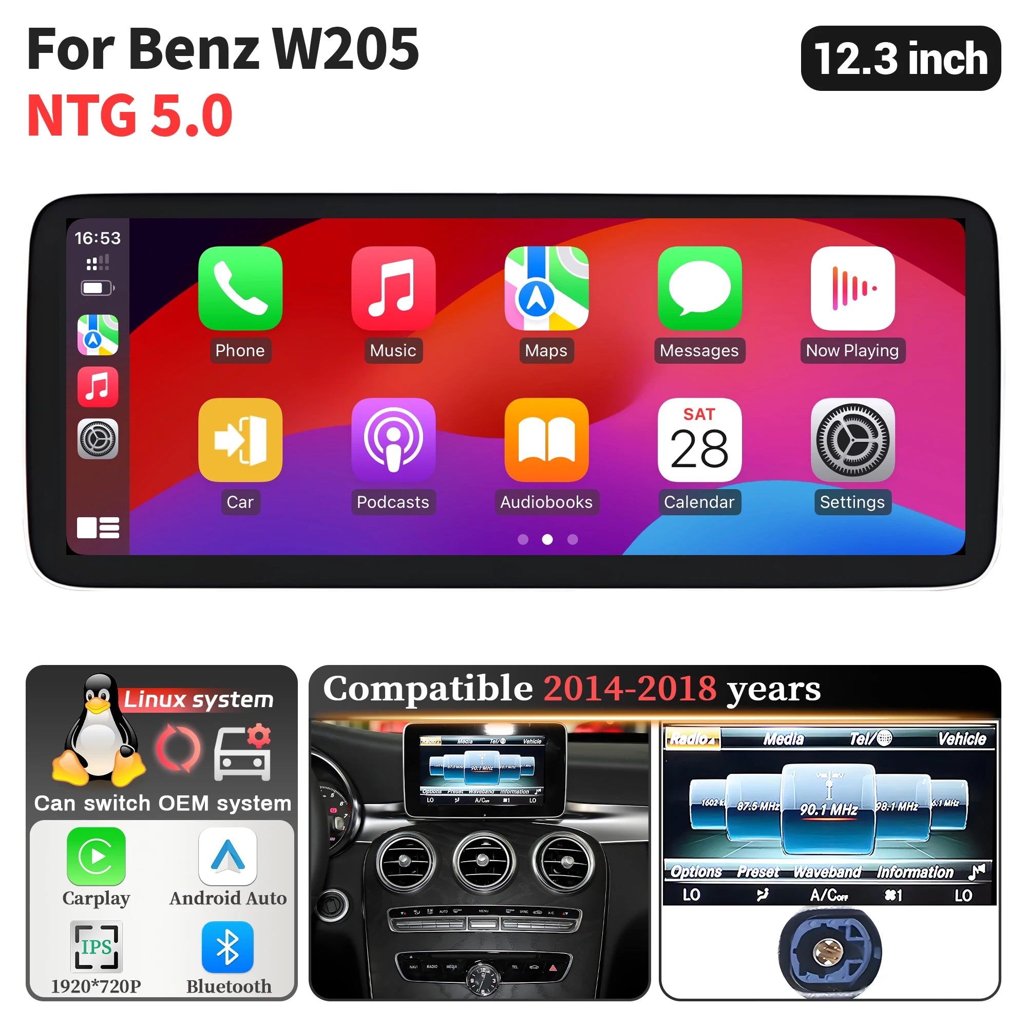Linux Multimedia Screen GPS For Mercedes Benz C Class W205 2014-2016 20217 2018 Car Radio