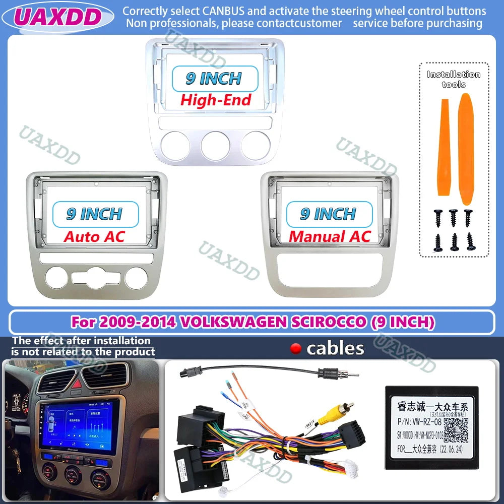 9Inch Car Frame Fascia Adapter Android Radio Dash Fitting Panel Kit For Volkswagen Scirocc