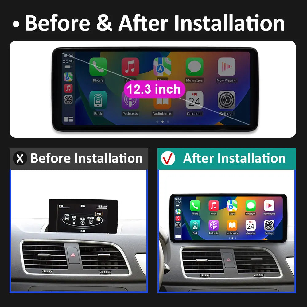 for Audi Q3 2013 2014 2015 2016 - 2018 Carplay Android 15 DSP Stereo Car Multimedia Radio  | AUTOKITSHOP