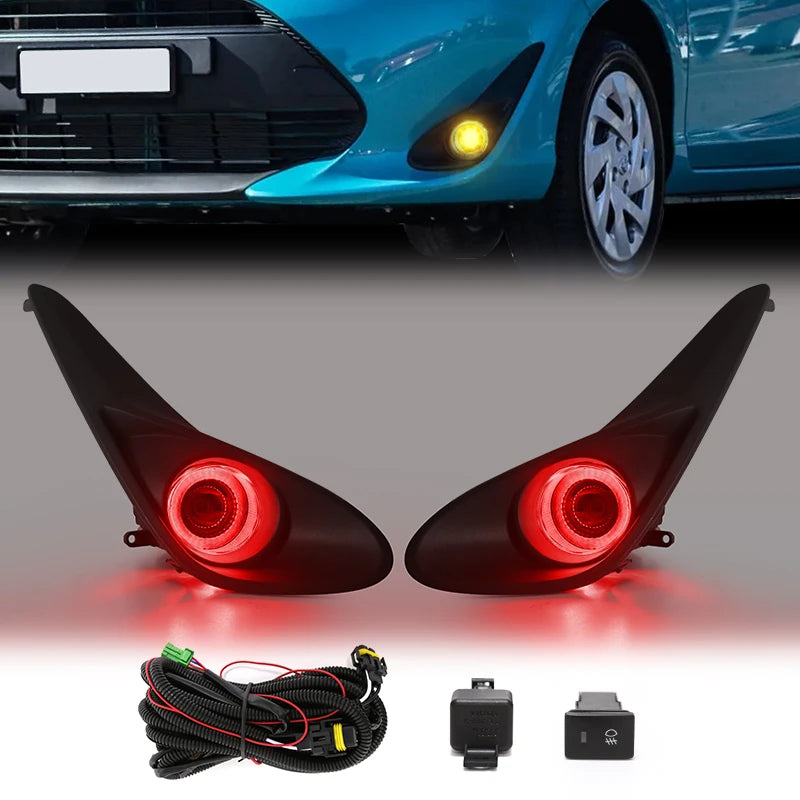 Led Fog Lamp DRL For Toyota Aqua Prius 2018 2019 Daytime Running Light Angel Eyes Front Bu | AUTOKITSHOP