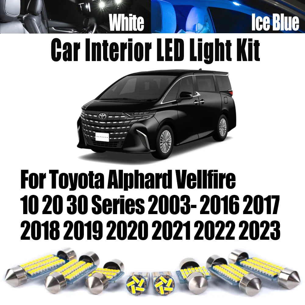 LED Interior Light Kit for Toyota Alphard Vellfire 10 20 30 Series 2003- 2020 - Canbus Dome Map Door Trunk Bulbs | AU...