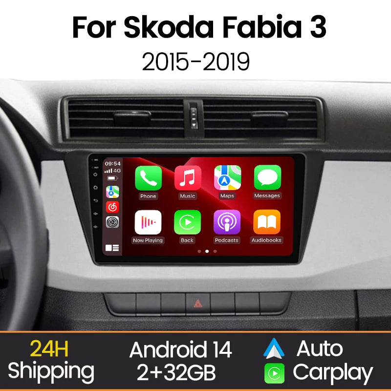 Android 2 DIN Car Radio Stereo for Skoda Fabia 3 III 2015 2016 2017 2018 2019 Carplay Auto | AUTOKITSHOP
