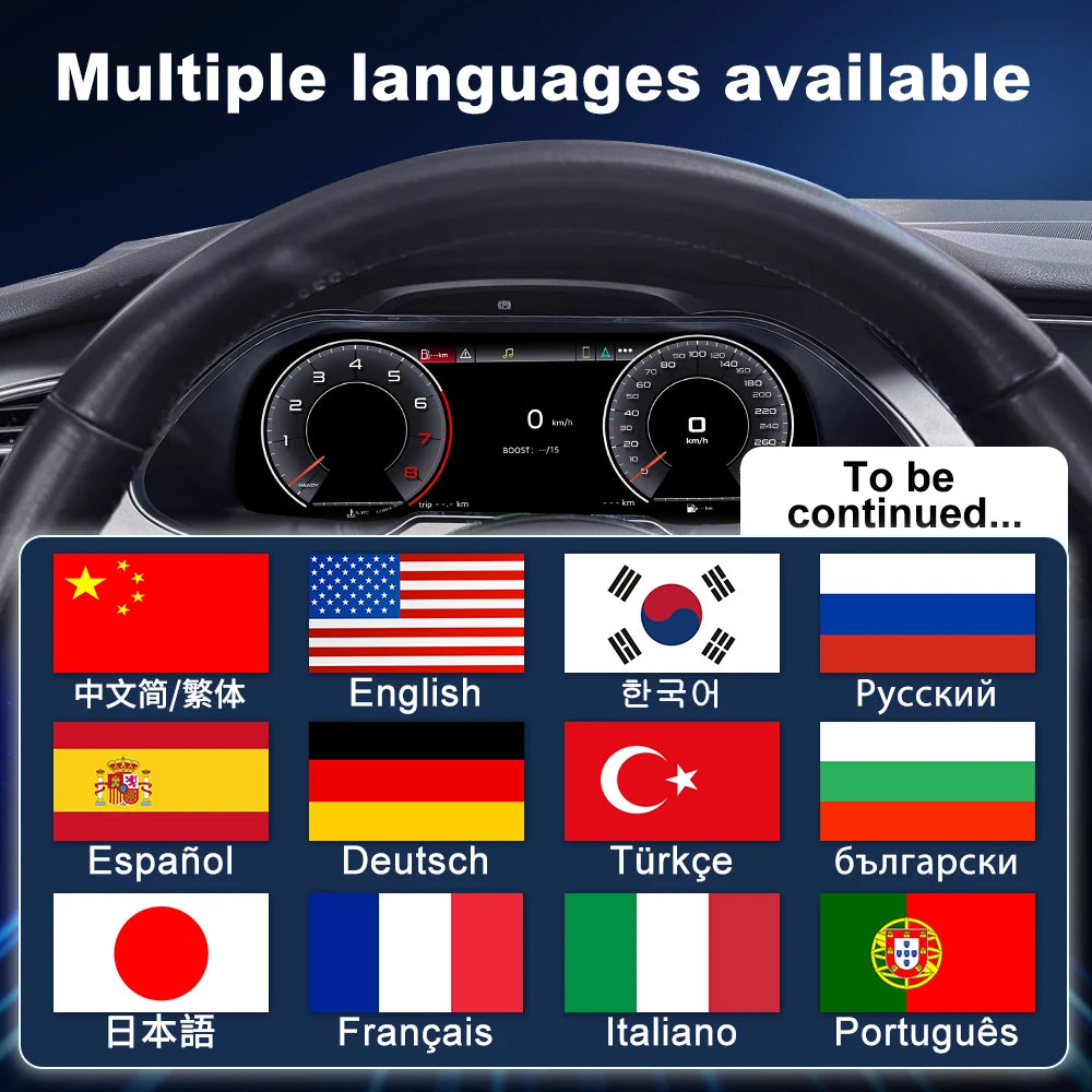 12.3" Car Digital Instrument Panel for 2013-2016 Audi A4 Dashboard Odometer Speedometer VirtualCluster - CarPlay Android