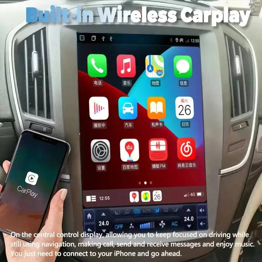 Carplay Car GPS Stereo Auto Radio 4G WiFi 12.8" Android Multimedia Player For Opel Insigni