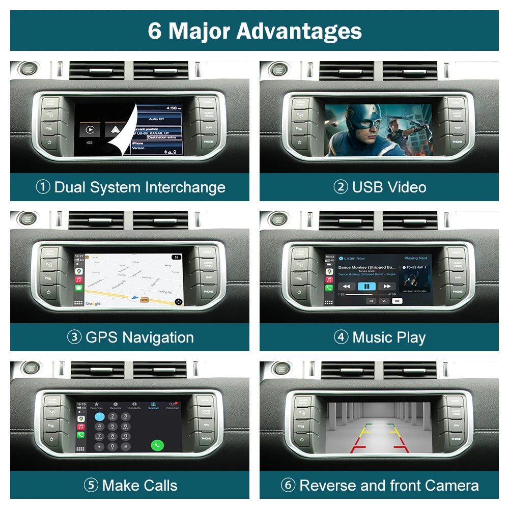 RoadTop Wireless Carplay Mirror Link AirPlay Ai Box For Land Rover Jaguar Range Rover Evoq