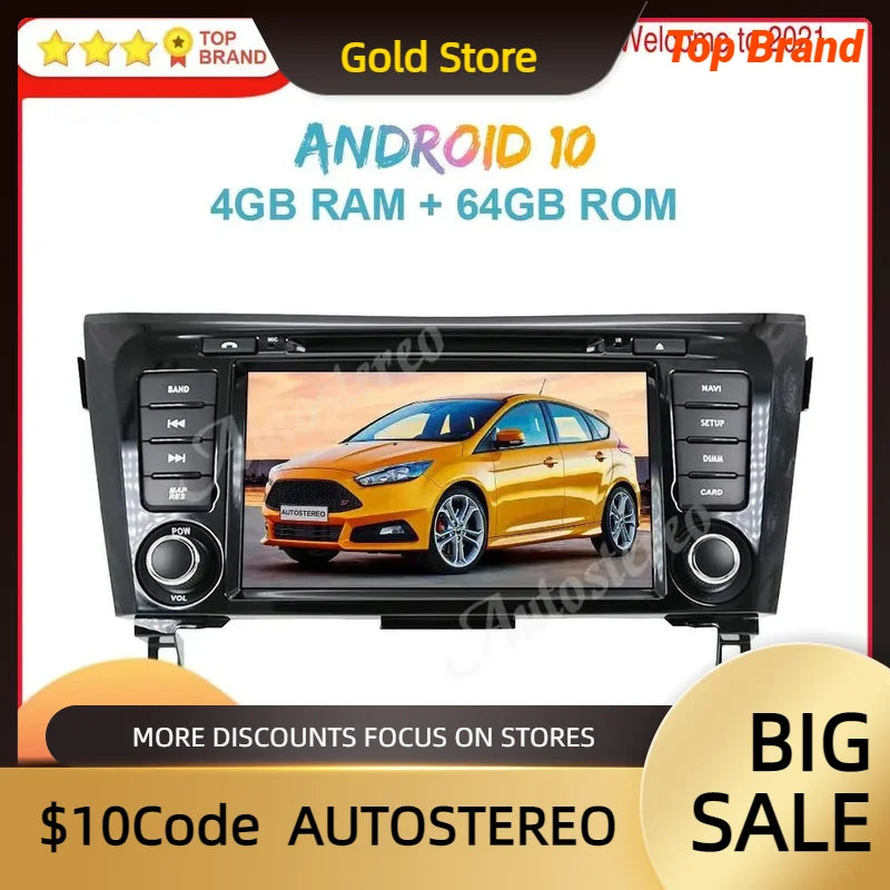 Android 12 64GB Car Radio GPS Navigation Head Unit For Nissan X-TRAIL/Qashqai 2014+ Auto S