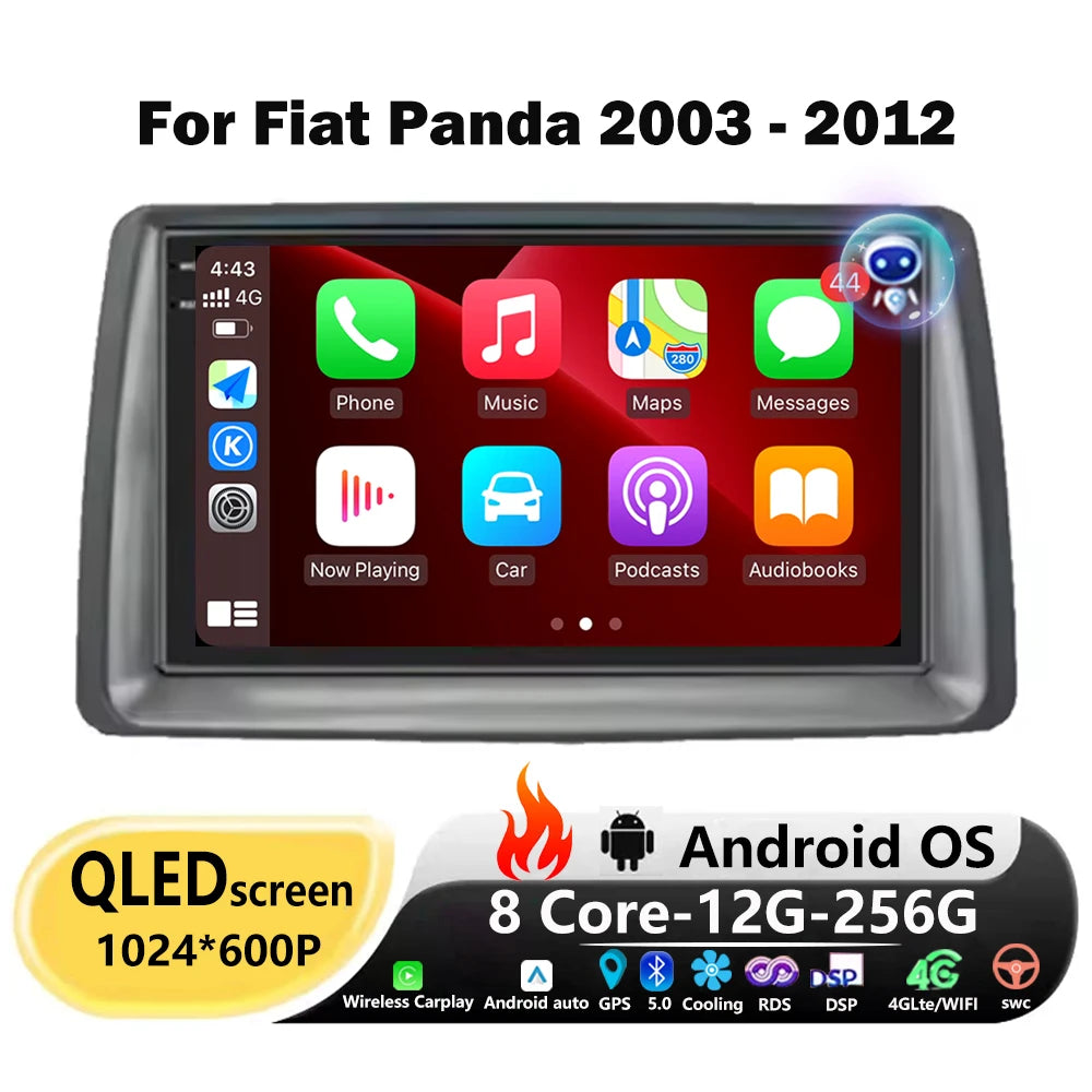 Android Auto For Fiat Panda 2003 - 2012 Car Radio Multimedia Player GPS Navigation Stereo