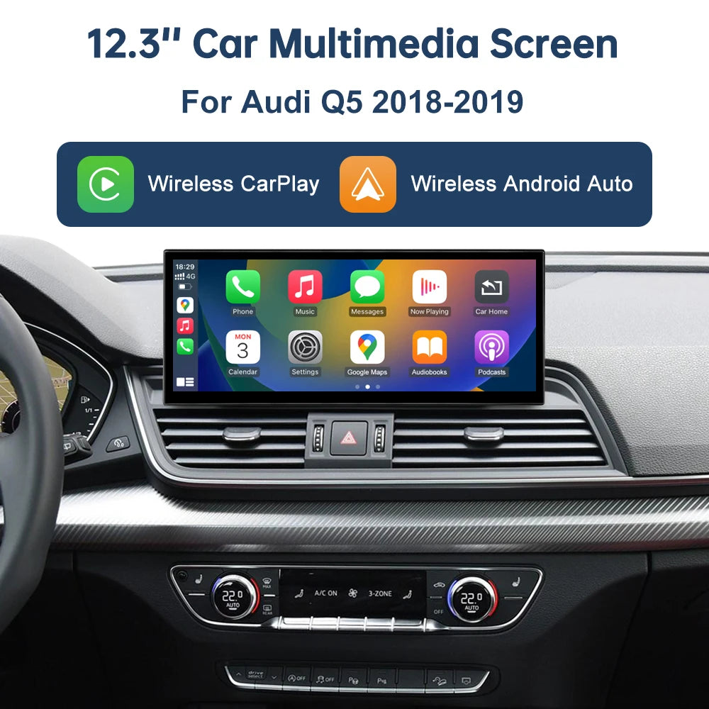 12.3 Inch Multimedia Display Touch Screen For Audi Q5 MIB 2018-2019 Airplay Miracast Funct | AUTOKITSHOP