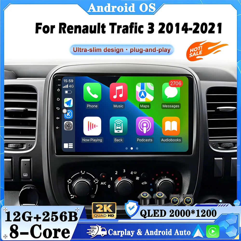 Android 16 For Renault Trafic 3 2014-2021 Car Radio Multimedia Player Screen Head Unit Car