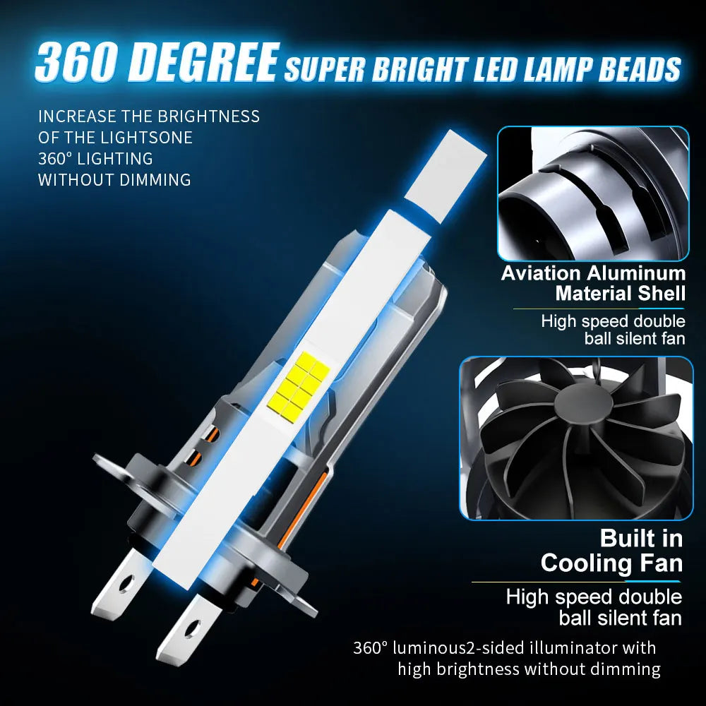 30000LM Mini H7 LED Headlight Bulb Wireless 250W CSP for Car Headlamp Auto Diode Lamps H7