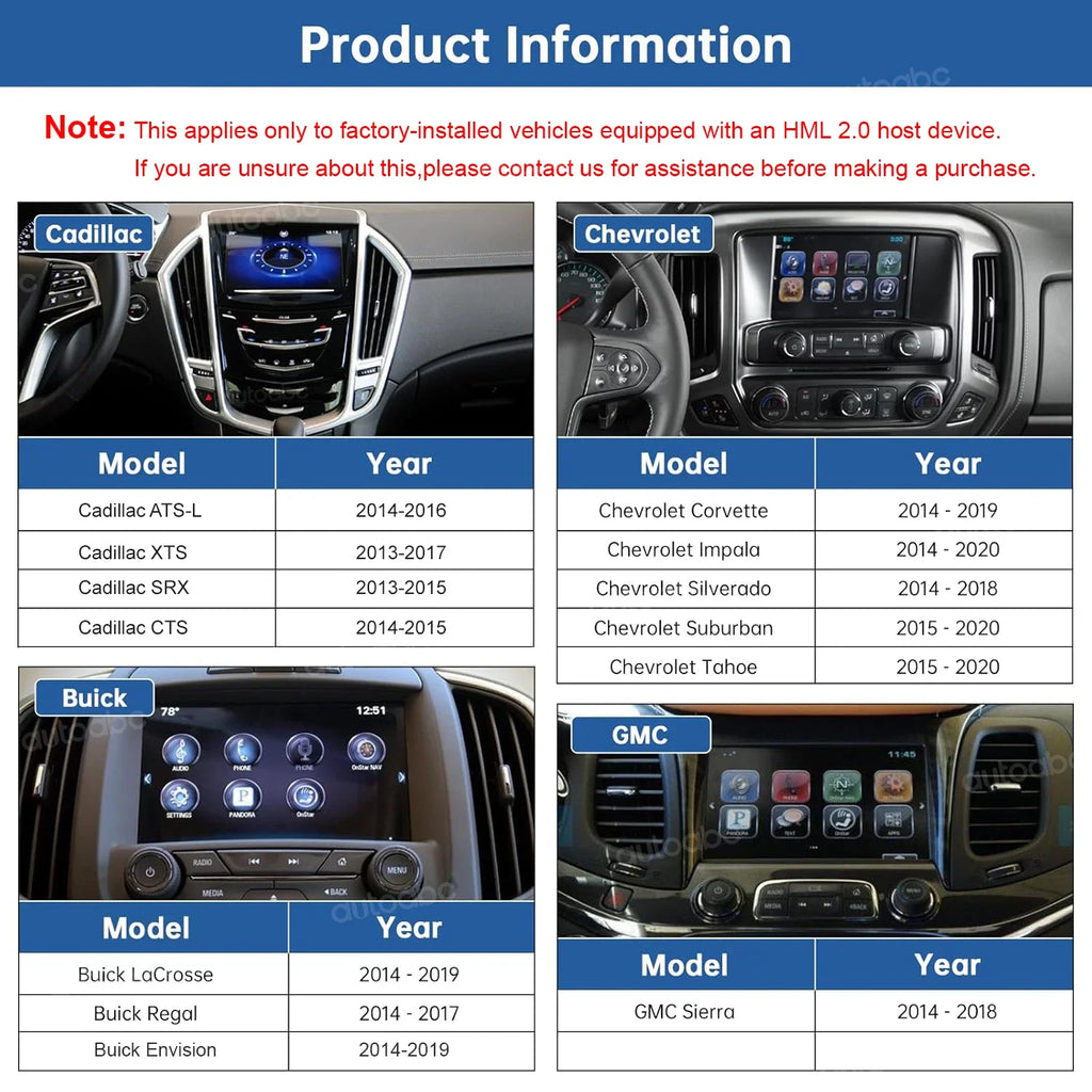Wireless CarPlay Android Auto for Chevrolet Corvette Silverado Impala 2014-2020 Interface  | AUTOKITSHOP
