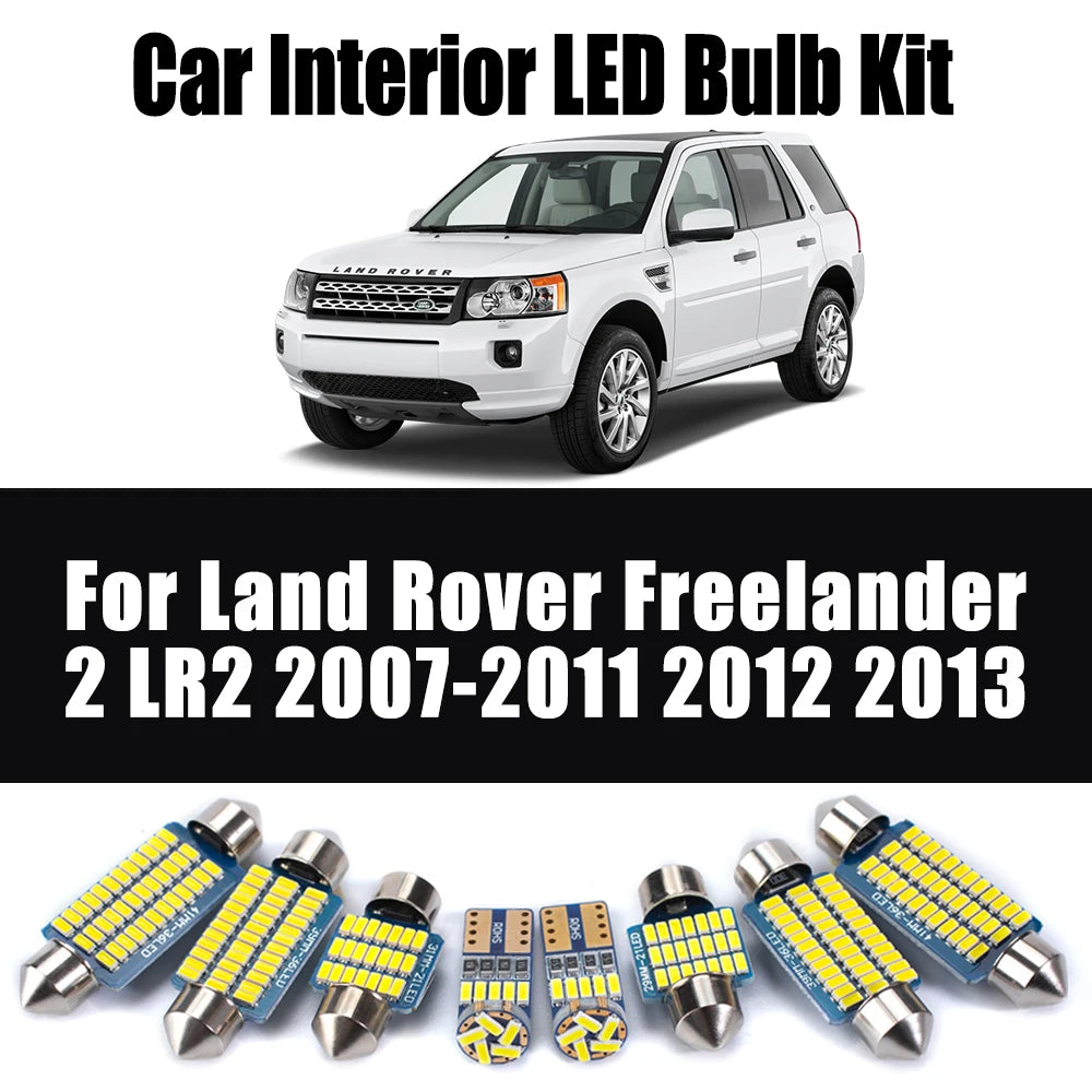 14-Piece LED Interior Light Kit for Land Rover Freelander 2 LR2 2007-2012 - Canbus Dome Map Door Trunk Bulbs | AUTOKI...