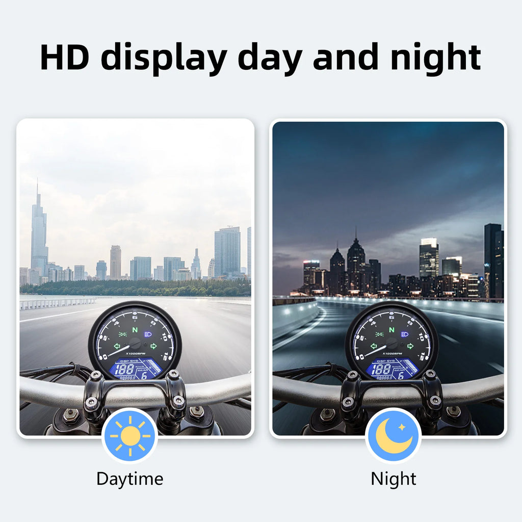 0~12000RPM Universal Motorcycle Speedometer Dashboard Panel Digital LCD Display Speed MPH km/h T - Automotive LED Light