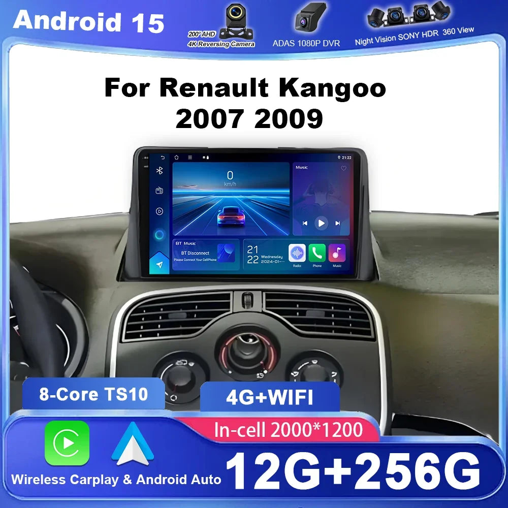 Carplay Android 15 For Renault kangoo 2008 - 2018 Car Radio Multimedia Video Player Naviga